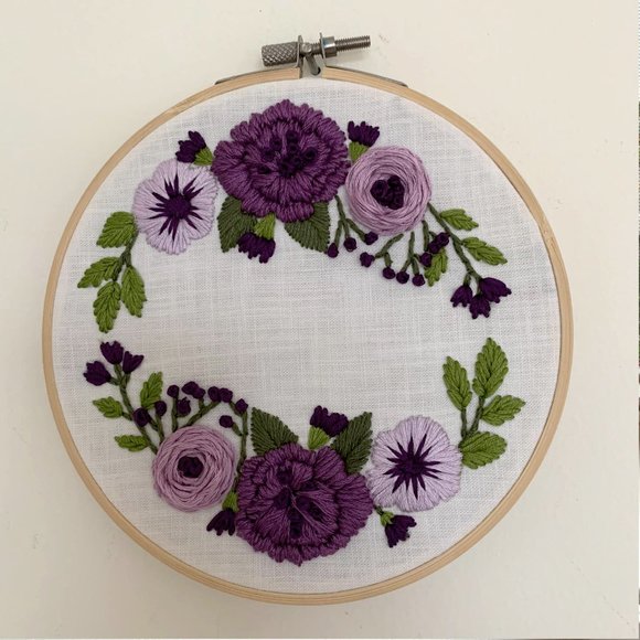 Handmade Embroidery Purple Wall Art Hanging - Picture 3 of 3